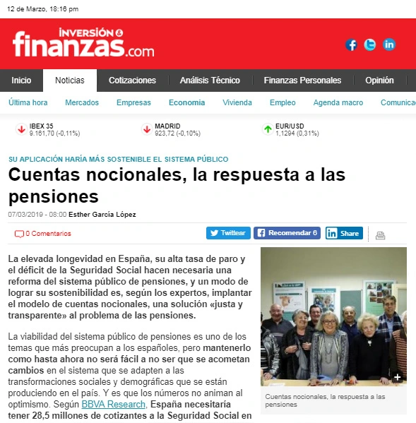 Cuentas nocionales, la respuesta a las pensiones - Globalbrok colabora en la revista Inversion&Finanzas_marzo2019