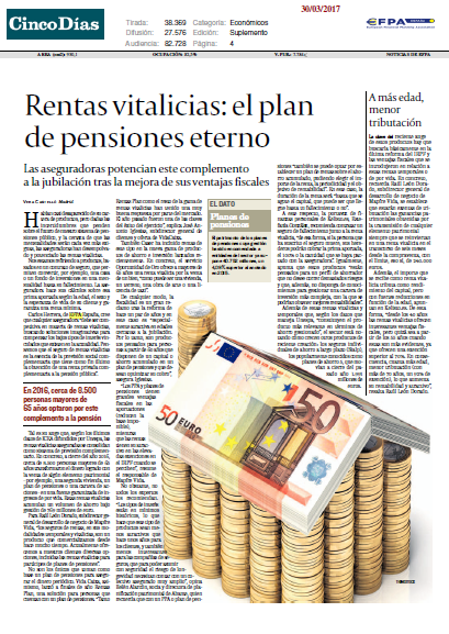 Participación en Cinco Días: Las rentas vitalicias – El plan de pensiones eterno